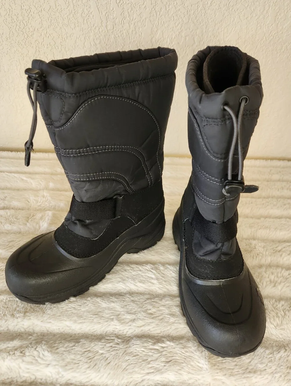 The North Face Black Winter Boot with Hook-and-Loop Strap